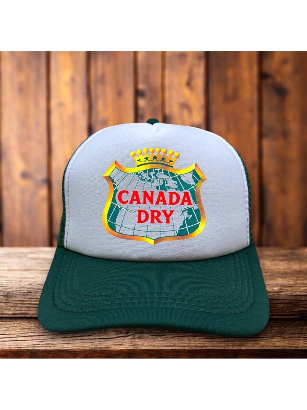 Vintage Canada Dry Mens Trucker Hat Green Snapback 1904 Retro Logo Baseball Cap